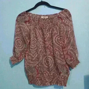 vintage Romy silk paisley western sheer lightweight elastic waist size XS